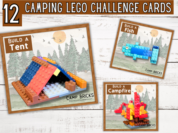 12 LEGO Challenge Card Printables - Camping Themed  Activity w/Printable PDFs