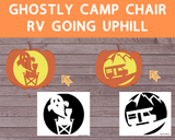 7 Halloween Themed Camping Pumpkin Carving Templates [Printable PDF] (spooky tent, spooky rv, campfire and smore carving template + more)