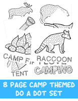 8 Page Camp / Woodland Animal Themed Do A Dot Set