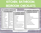 Complete Printable Set of 9 RV Checklists with 3 cover options [camper kitchen checklist, pets camp checklist, camping food plan]